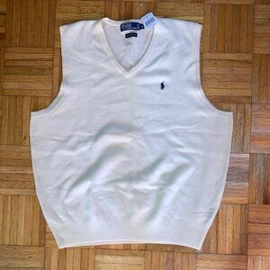 NWT Polo Ralph Lauren Cream Wool Sweater Vest XL